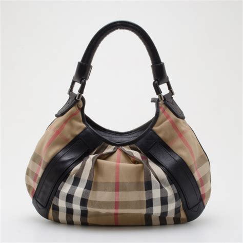 burberry house check hobo|Burberry black leather hobo.